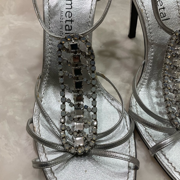 Gunmetal Rhinestone and Silver Evening Heels, Beautiful, Sz 8.5 / 39 - Picture 16 of 16